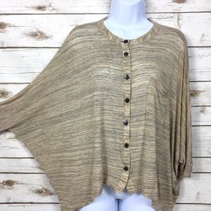 Gibson Boxy Dolman Sleeve Heathered Button Up Top